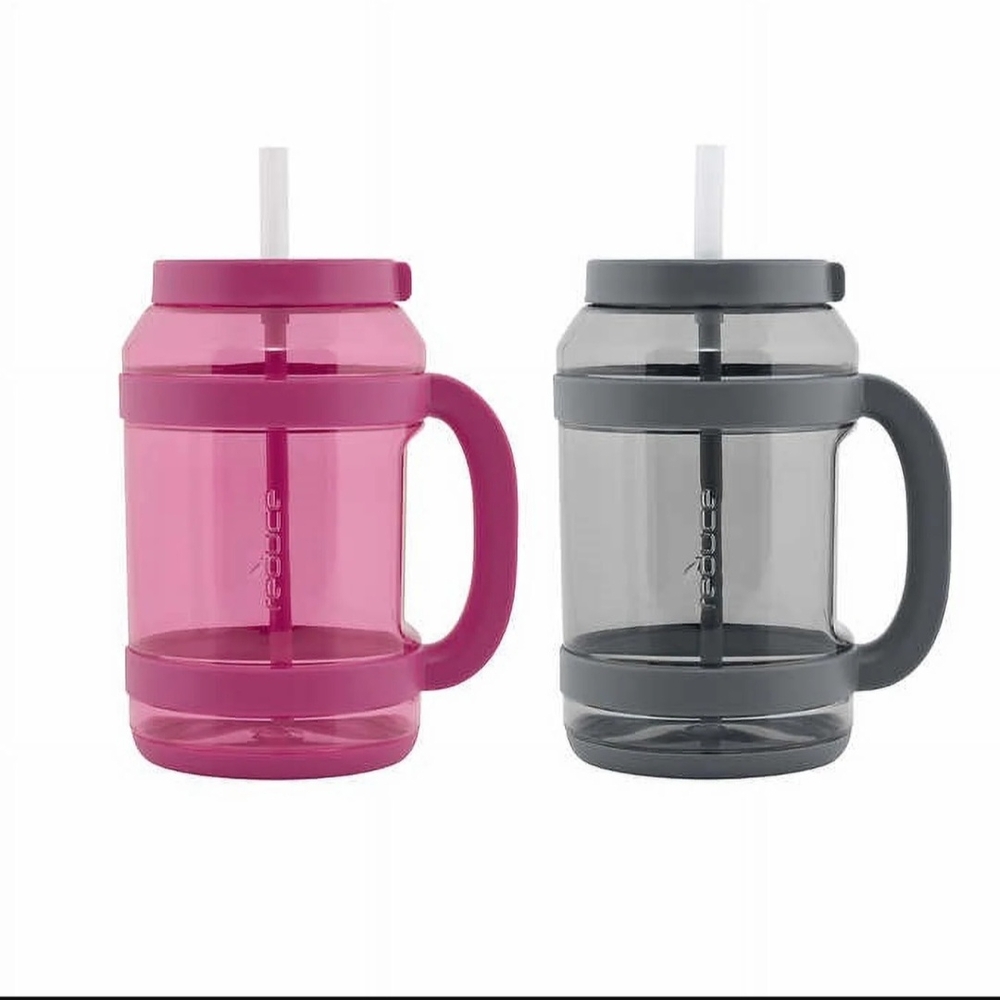 Pink and Gray Disposable Tableware with Large Capacity